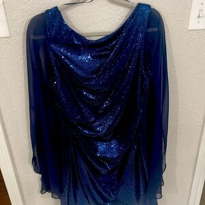Blue Sequin Cape Dresss